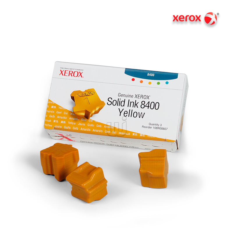 108R00607.jpg Tinta Sólida Xerox 108R00607 Yellow (3 barras) Para Phaser 8400 (3,400 Pag) - Imagen 1