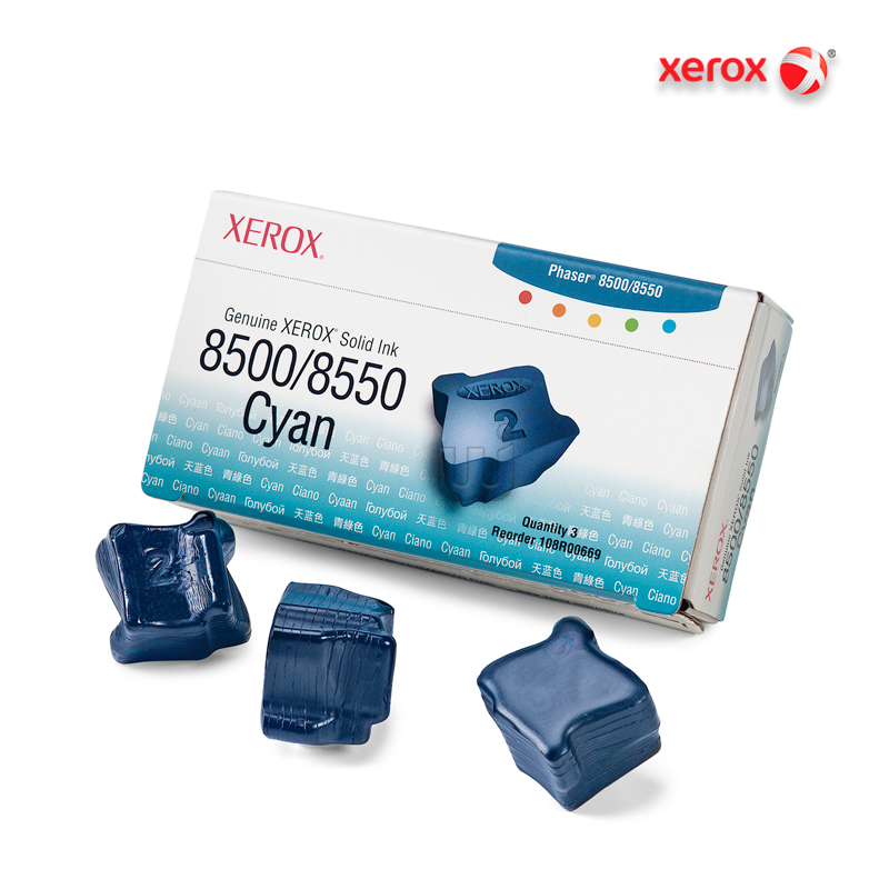 108R00669.jpg Tinta Sólida Xerox 108R00669 Cyan (3 barras) Para Phaser 8500, 8550 (3,000 Pag) - Imagen 1