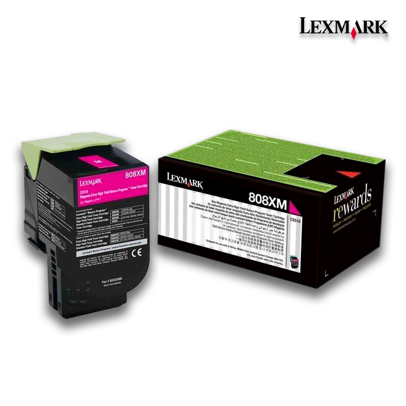 80C8XM0.jpg Tóner Lexmark 80C8XM0 (808XM) Magenta CX510de (4,000 Pag) - Imagen 1