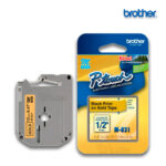 Cinta Brother M-831 | Negro sobre Dorado 12mm (1/2″) x 8 mts.