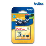 Cinta Brother MK-232 | Rojo sobre Blanco 12mm (1/2″) x 8 mts.