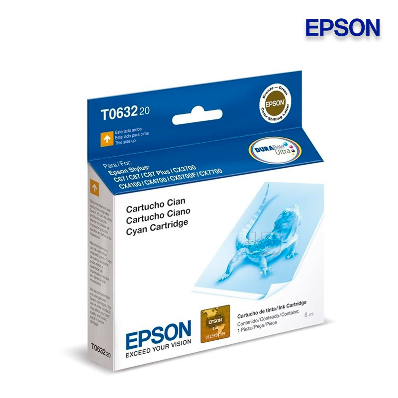 T063220.jpg Tinta Epson T063220-AL Cyan Stylus C67, C87, CX5700F (250 Pag) - Imagen 1