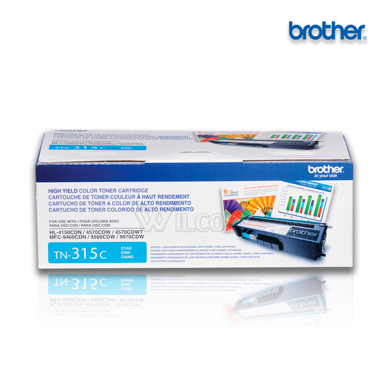 TN-315C.jpg Tóner Brother TN-315C Cyan para HL-4570 (3,500 Pag) - Imagen 1