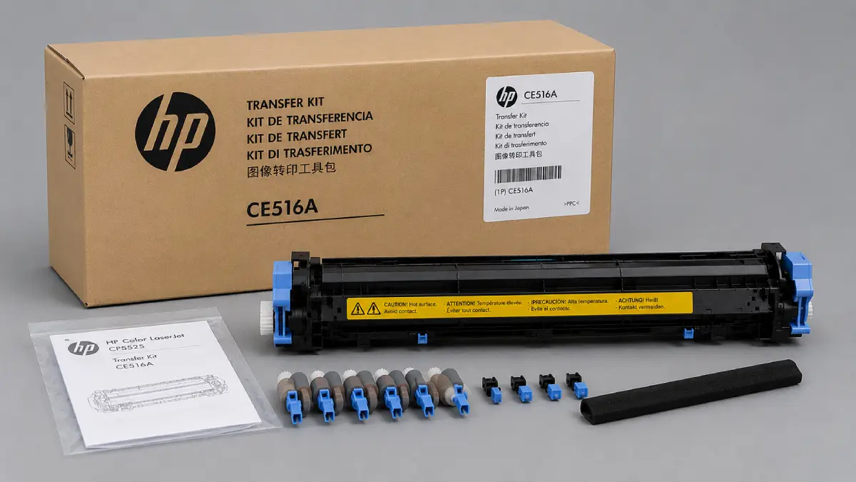 ¿Qué función cumple el kit transfer HP CE516A en una impresora láser? 2 KIT TRANSFER HP CE516A L.J. CP5525 (ANTES CE979A)
